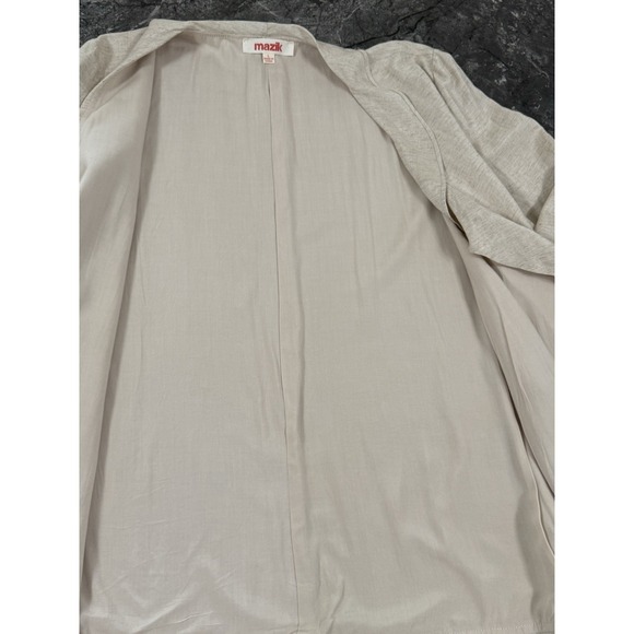 Mazik Womens Flax Ruffle Front Cardigan Lined Natural Sz L - Picture 5 of 11